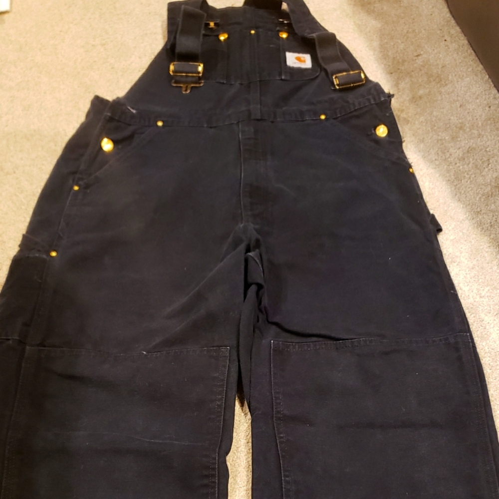 Carhartt uninsulated black bibs 34x34